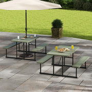 Picnic Table Bench Set for 2-4 People Outdoor Rectangular Camping Dining Table-Green