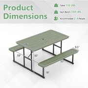 Picnic Table Bench Set for 2-4 People Outdoor Rectangular Camping Dining Table-Green