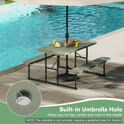 Picnic Table Bench Set for 2-4 People Outdoor Rectangular Camping Dining Table-Green