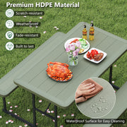 Picnic Table Bench Set for 2-4 People Outdoor Rectangular Camping Dining Table-Green