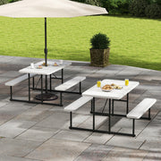 Picnic Table Bench Set for 2-4 People Outdoor Rectangular Camping Dining Table-White