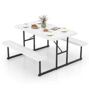 Picnic Table Bench Set for 2-4 People Outdoor Rectangular Camping Dining Table-White