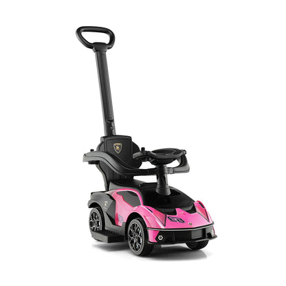 3-in-1 Licensed Lamborghini Ride on Push Car with Handle Guardrail-Green - Pink