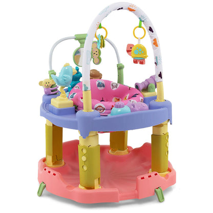 3-in-1 Baby Activity Center with 3-position for 0-24 Months-Green - Pink