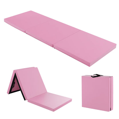 6 x 2 FT Tri-Fold Gym Mat with Handles and Removable Zippered Cover-Purple - Pink