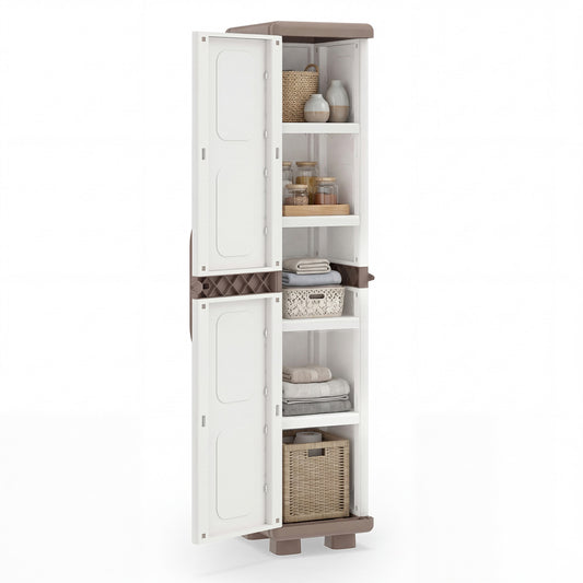 Plastic Kitchen Pantry with 4 Adjustable Shelves and Single Door for Living Room and Kitchen