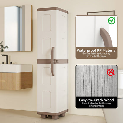 Plastic Kitchen Pantry with 4 Adjustable Shelves and Single Door for Living Room and Kitchen