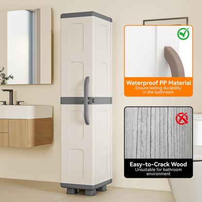 Plastic Kitchen Pantry with 4 Adjustable Shelves and Single Door for Living Room and Kitchen