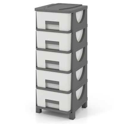 Plastic Storage Organizer with Handles and Compact Drawer Cabinet Side Table for Bedroom