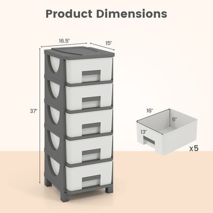 Plastic Storage Organizer with Handles and Compact Drawer Cabinet Side Table for Bedroom