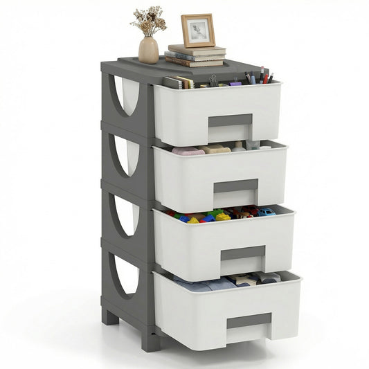 Plastic Storage Organizer with Compact Drawer Cabinet Side Table for Bedroom