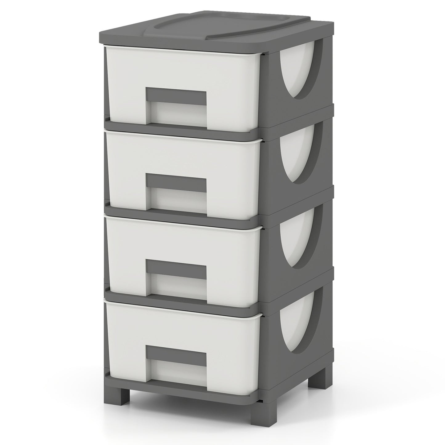 Plastic Storage Organizer with Compact Drawer Cabinet Side Table for Bedroom