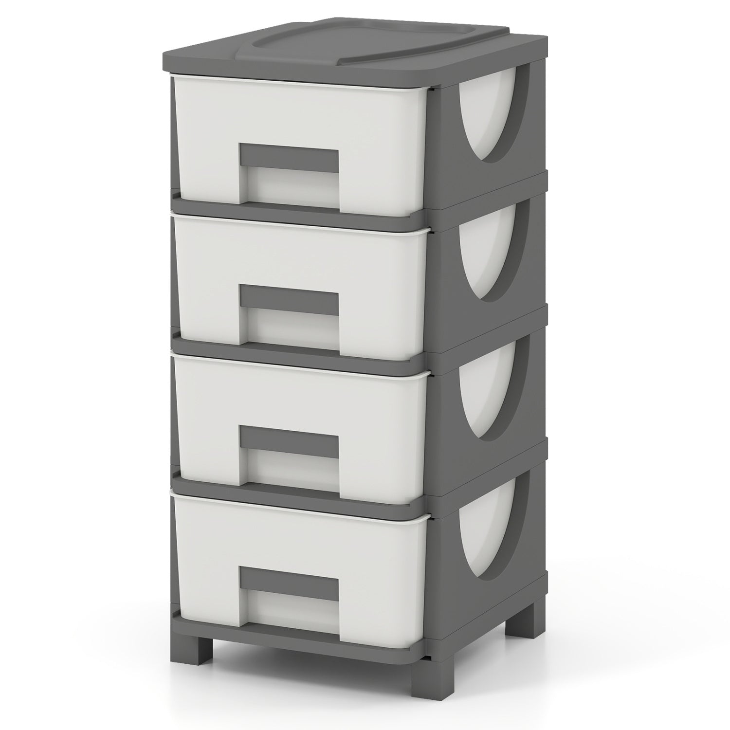 Plastic Storage Organizer with Compact Drawer Cabinet Side Table for Bedroom