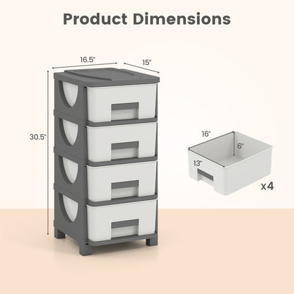 Plastic Storage Organizer with Compact Drawer Cabinet Side Table for Bedroom