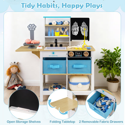 Play Doctor's Office Wood Medical Center Toy Set with Blackboard-White