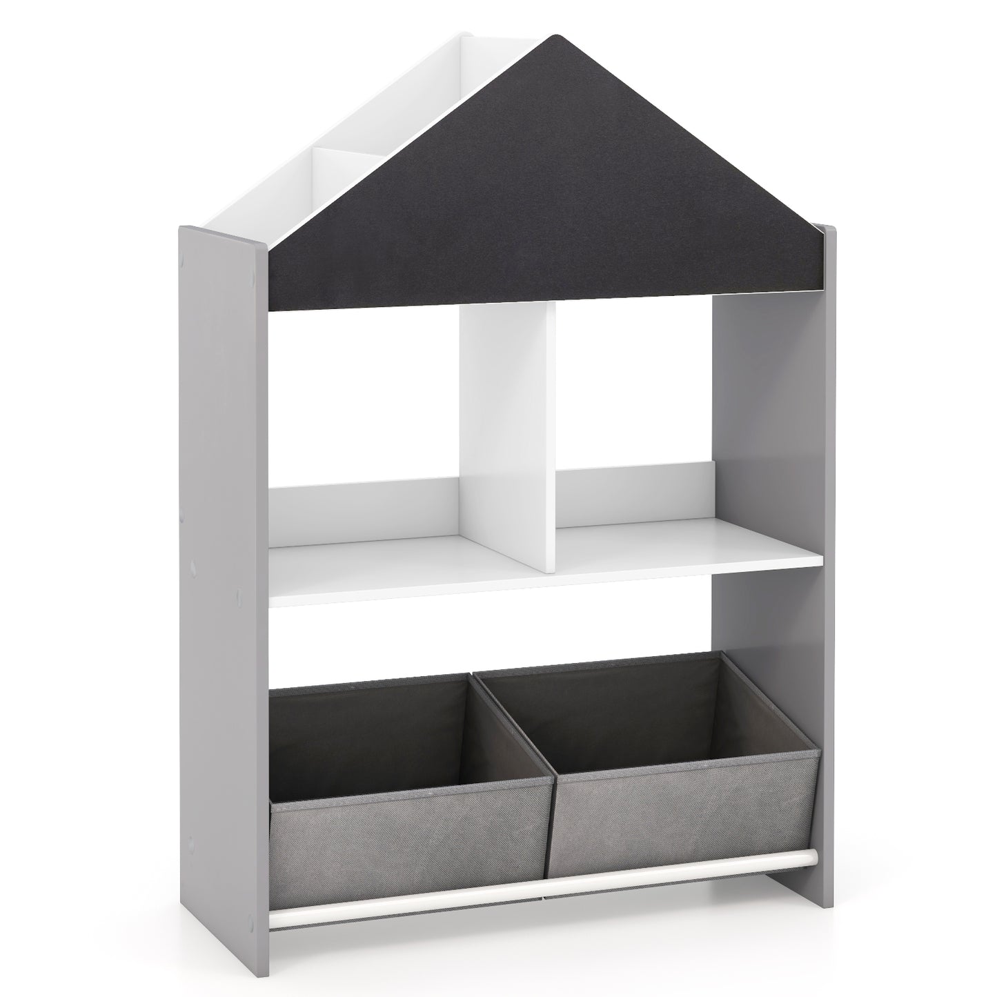 Playhouse Kids Bookshelf with Chalkboard and Whiteboard for 3-6 Years