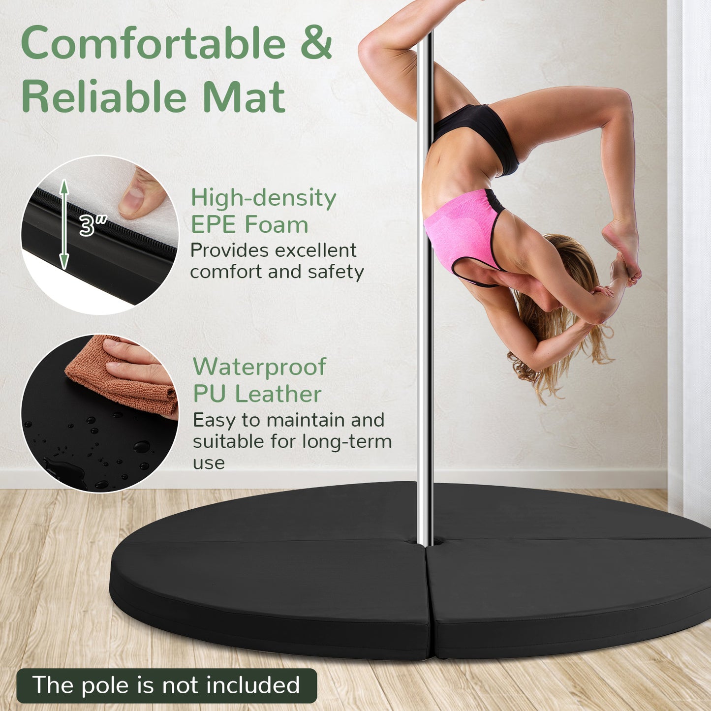 Pole Dance Crash Mat Round Portable Yoga Mat with EPE Foam