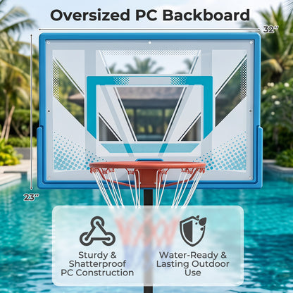 Pool Basketball Hoop with Adjustable Height and Weighted Base