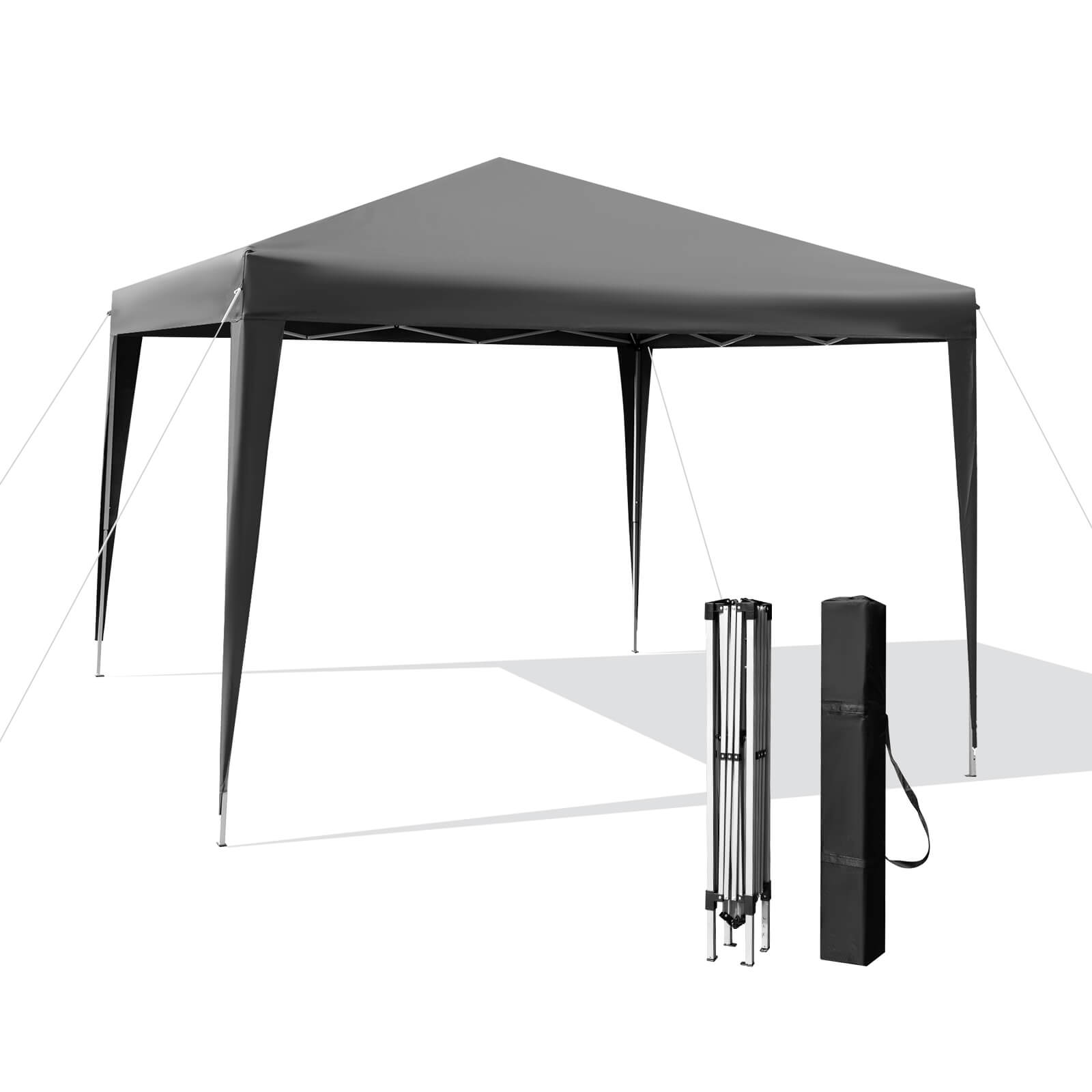 10 x 10 Feet Outdoor Pop-up Patio Canopy for Beach and Camp-Blue - Gray