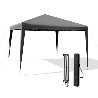 10 x 10 Feet Outdoor Pop-up Patio Canopy for Beach and Camp-Blue - Gray