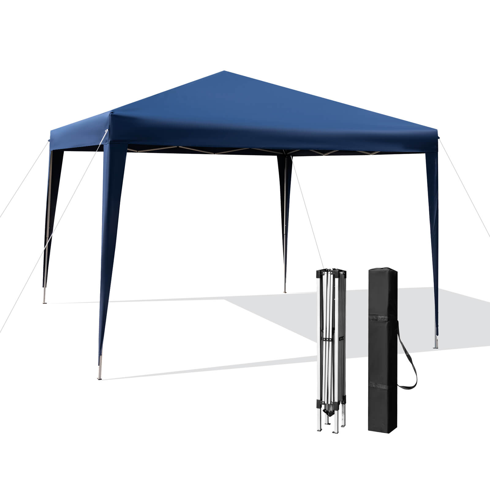 10 x 10 Feet Outdoor Pop-up Patio Canopy for Beach and Camp-Blue - Blue