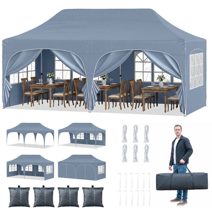 Pop Up Canopy Tent 10x20 ft with 6 Removable Sidewalls