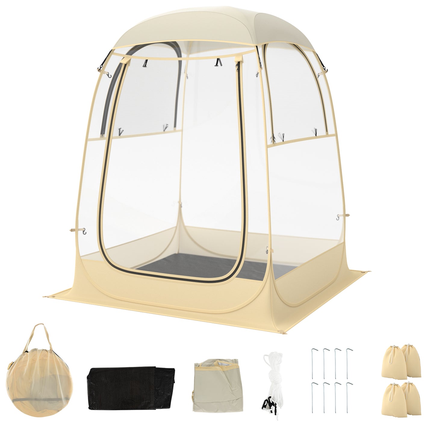 Instant Pop up Sports Tent with Carrying Bag and Floor Mat for 1-2/5-6 People-S - S