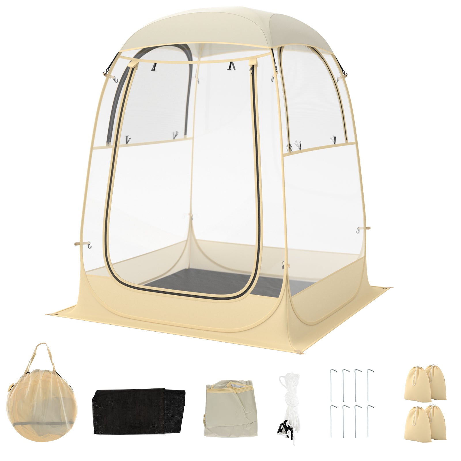 Instant Pop up Sports Tent with Carrying Bag and Floor Mat for 1-2/5-6 People-S - S
