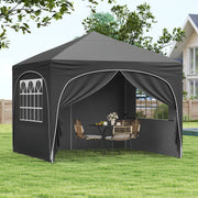 10 X 10 FT Pop up Canopy Tent with 4 Removable Sidewall-Gray