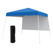 8 X 8 Feet Pop up Canopy Tent with 1 Sidewall and Portable Backpack-White - Blue