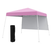 8 X 8 Feet Pop up Canopy Tent with 1 Sidewall and Portable Backpack-White - Pink