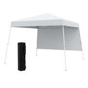 8 X 8 Feet Pop up Canopy Tent with 1 Sidewall and Portable Backpack-White - White