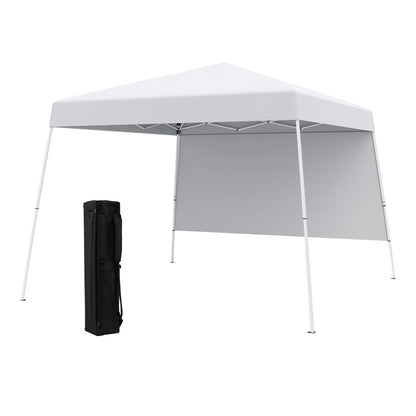 8 X 8 Feet Pop up Canopy Tent with 1 Sidewall and Portable Backpack-White - White
