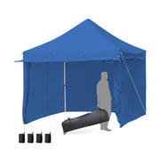 10 x 10 Feet Pop-up Gazebo with 5 Removable Zippered Sidewalls and Extended Awning-Blue