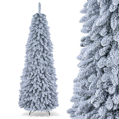 Pop up Christmas Tree with Snowy Branch Tips and Folding Metal Stand for Party