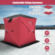 Portable 2 Person Ice Shanty with Cotton Padded Walls-Red