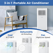 3-in-1 Portable AC, 8000/9000 BTU