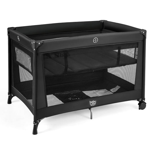 Portable Baby Playard Folding Travel Crib for Infants with Soft Mattress