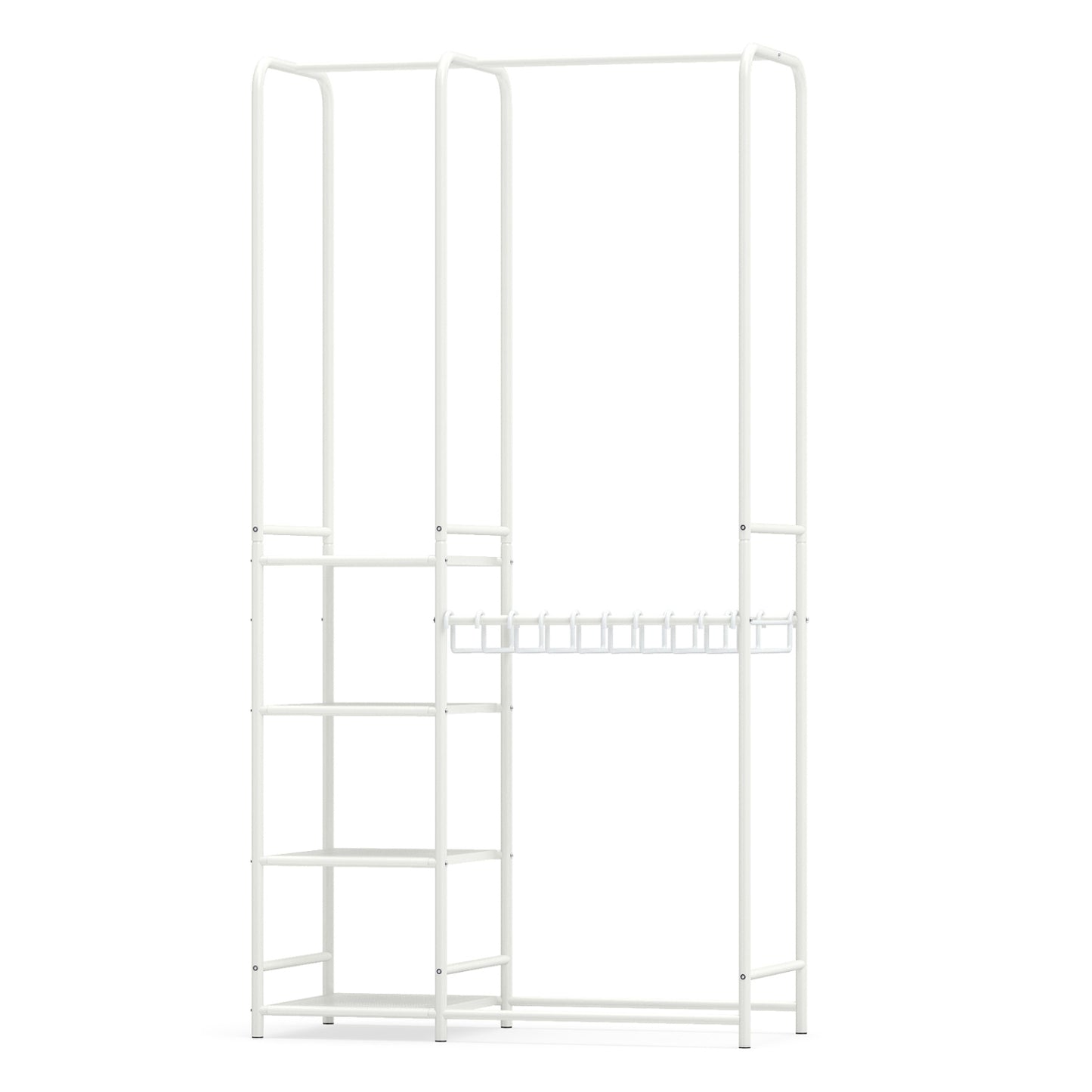 Portable Closet with Pants Hangers and 2 Hanging Rods and 4 Storage Shelves