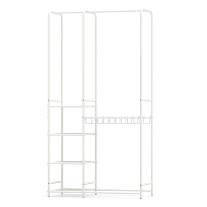 Portable Closet with Pants Hangers and 2 Hanging Rods and 4 Storage Shelves