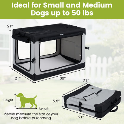 Collapsible Soft Dog Crate with 4 Mesh Doors - Large