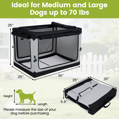 Collapsible Soft Dog Crate with 4 Mesh Doors - Large