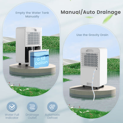32 Pints Dehumidifier with Sleep Mode and 24H Timer for Home Basement-White