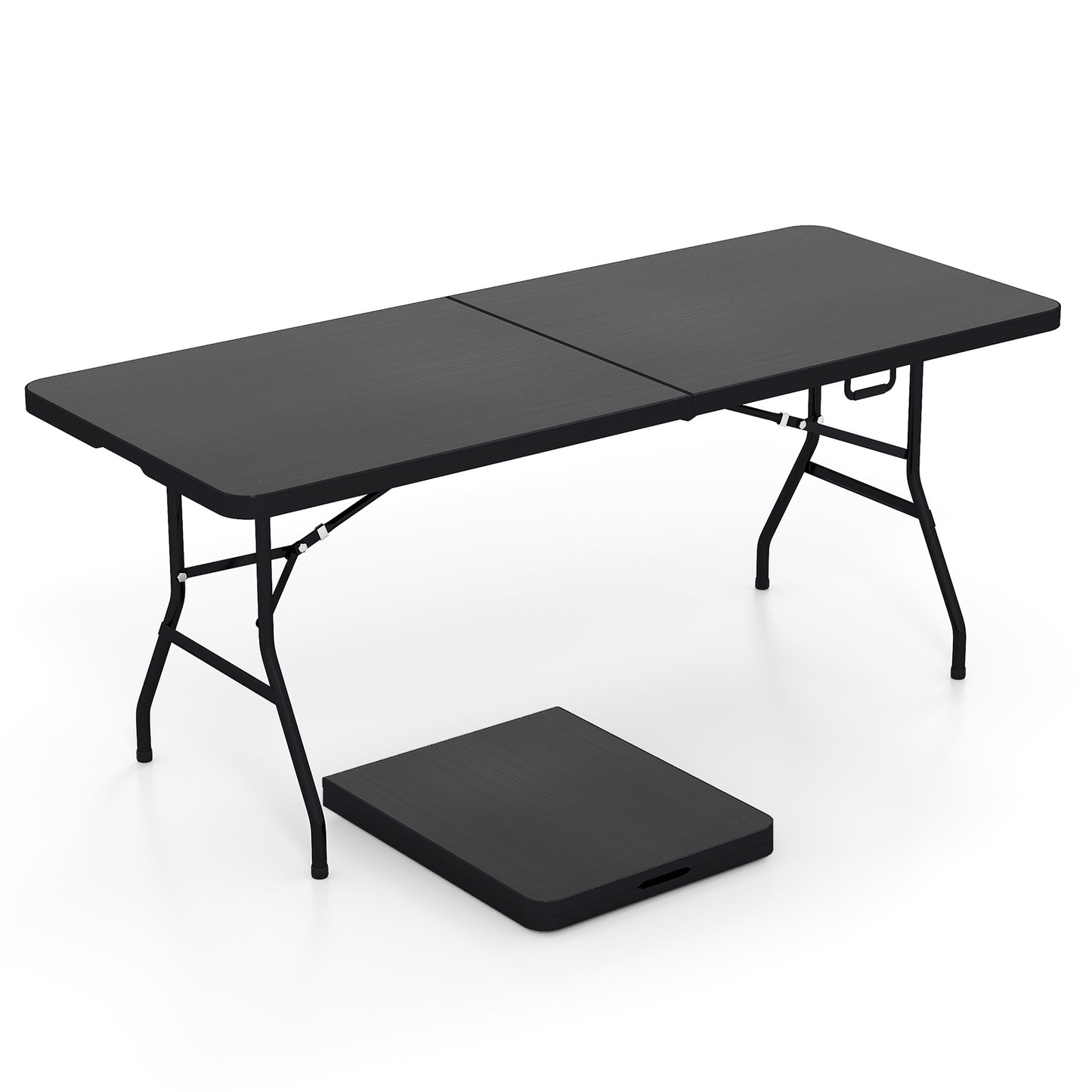 Portable Folding Camping Table with Carrying Handle-Black - Black