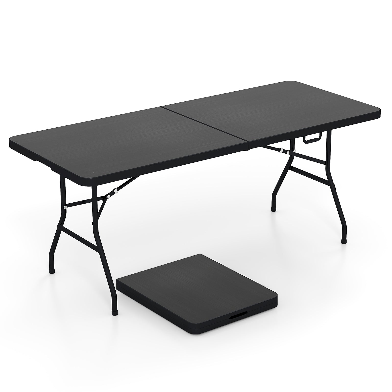 Portable Folding Camping Table with Carrying Handle-Black - Black