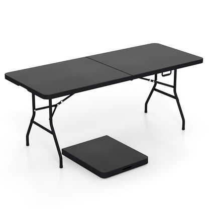 Portable Folding Camping Table with Carrying Handle-Black - Black