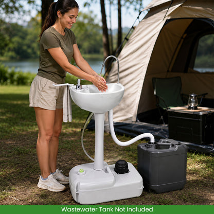 Portable Camping Sink with 4.5 Gallon Tank and Foot Pump