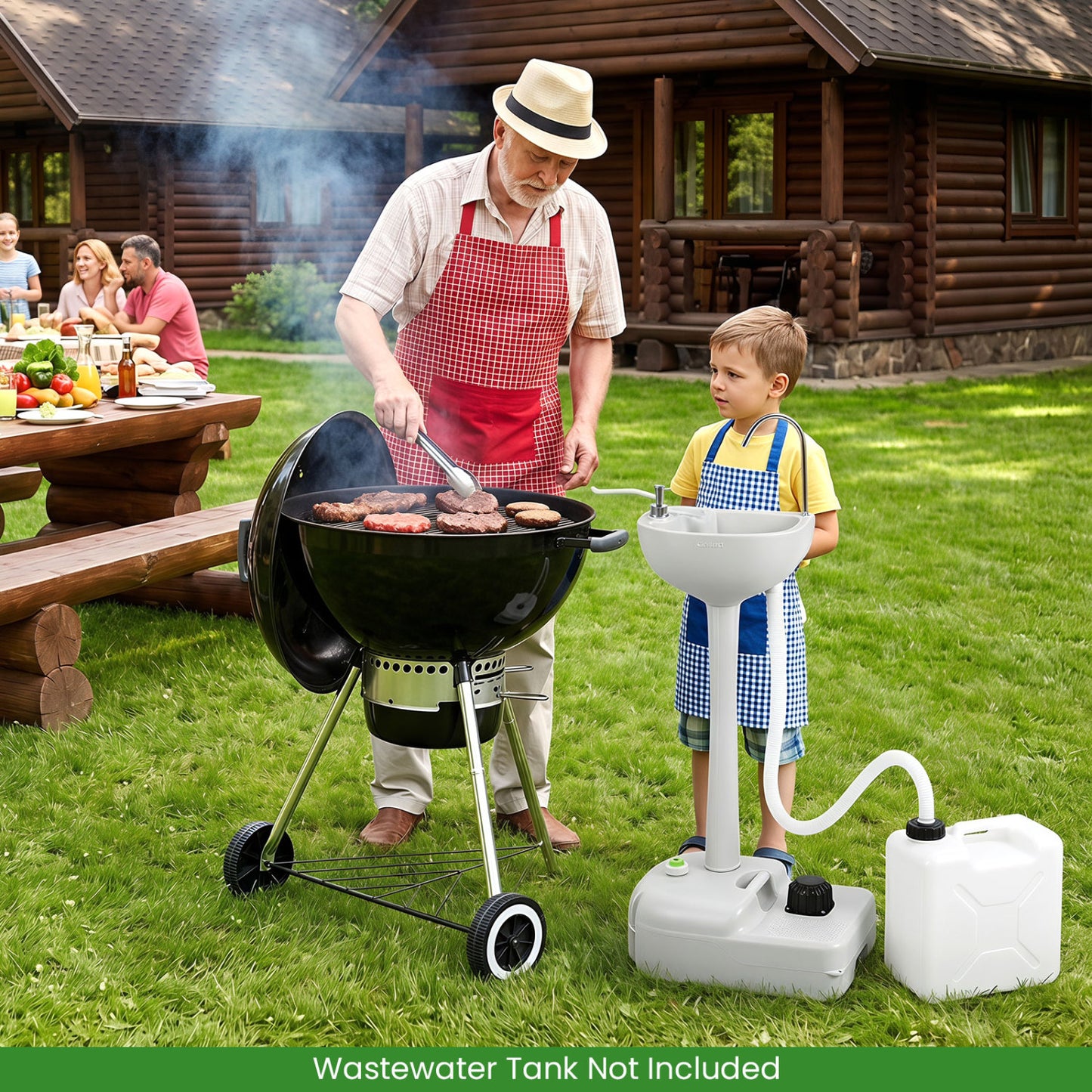Portable Camping Sink with 4.5 Gallon Tank and Foot Pump