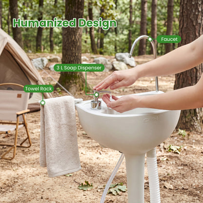 Portable Camping Sink with 4.5 Gallon Tank and Foot Pump