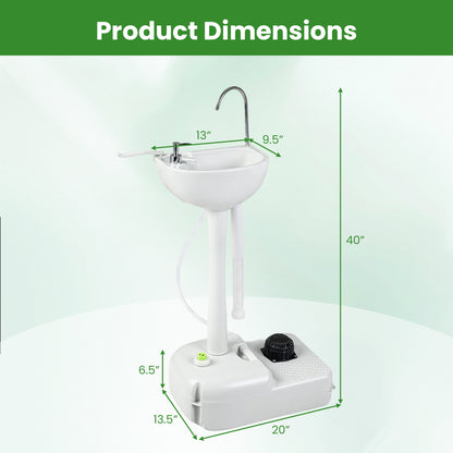 Portable Camping Sink with 4.5 Gallon Tank and Foot Pump